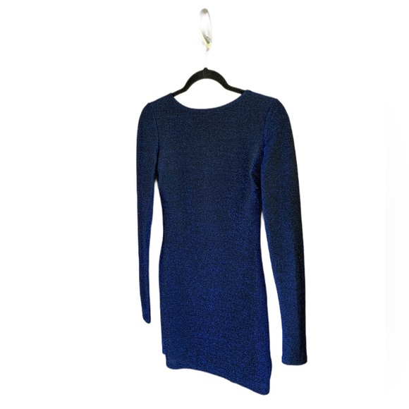 Lucy In The Sky Blue Shimmer Long Sleeve Backless Mini Dress XS - Picture 3 of 9
